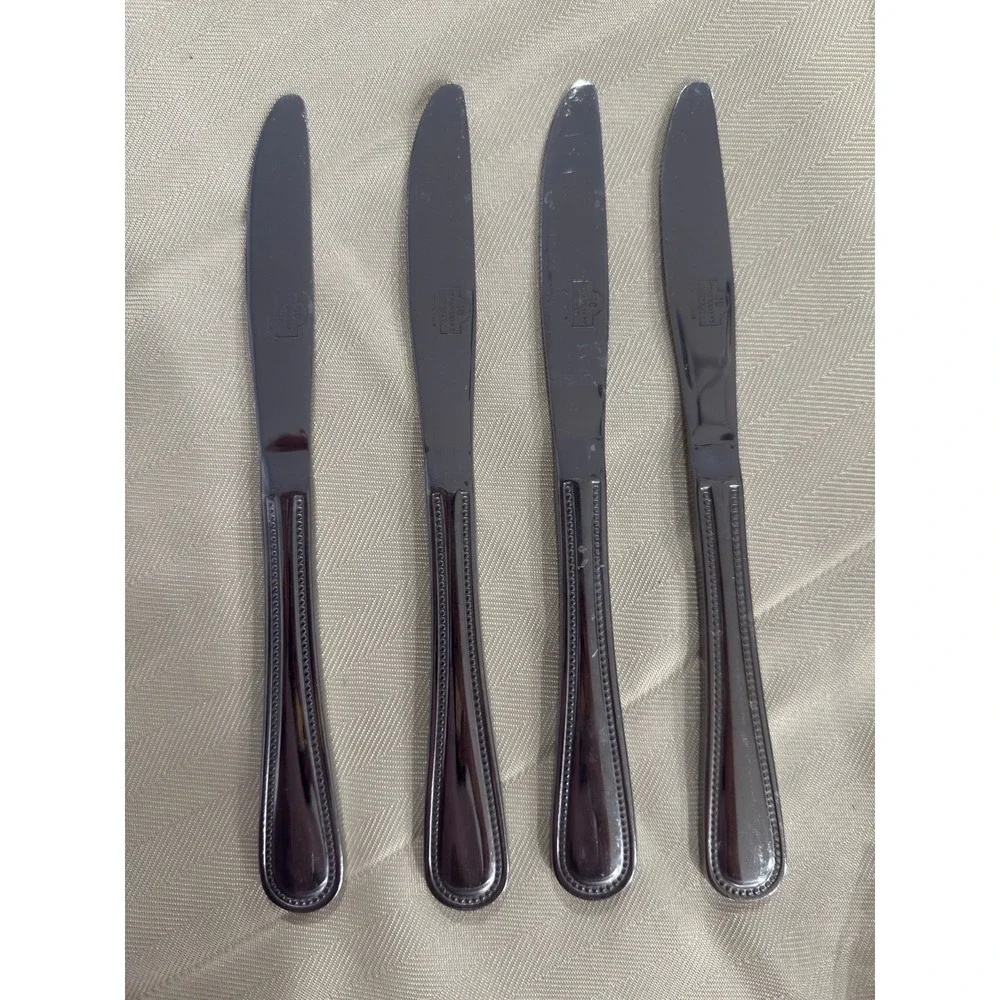 10 Strawberry Street Beaded Edge Dinner Knives Set of 4 Stainless Steel‎
